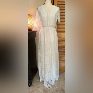 Merokeety White Lace Long Dress - NWT! Summer Wedding, Cruise, Semi-Formal